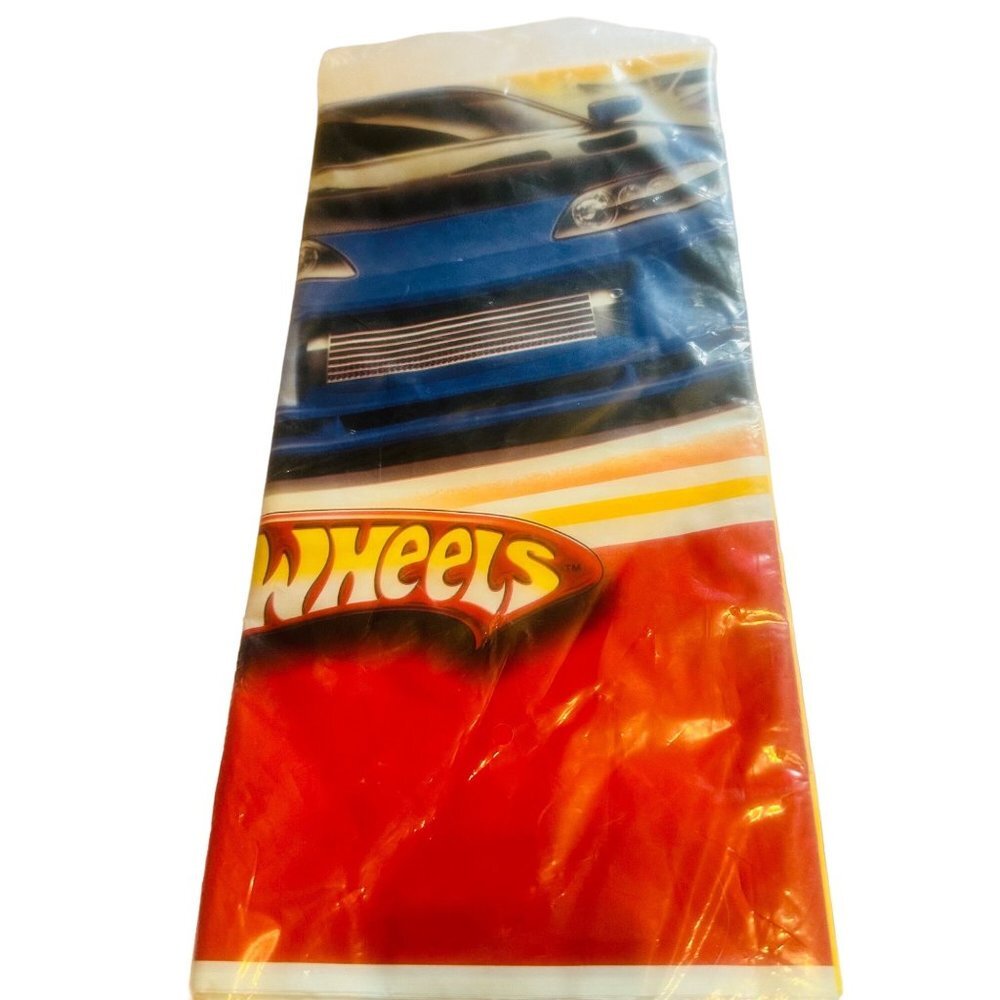 Hot Wheels Hallmark Fast Action! Yellow Background Race Car Table Cover 54"x102"
